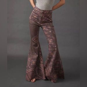 FREE PEOPLE just float on flare Jeans Brown Multicolor Women’s Sz 26 NWOT